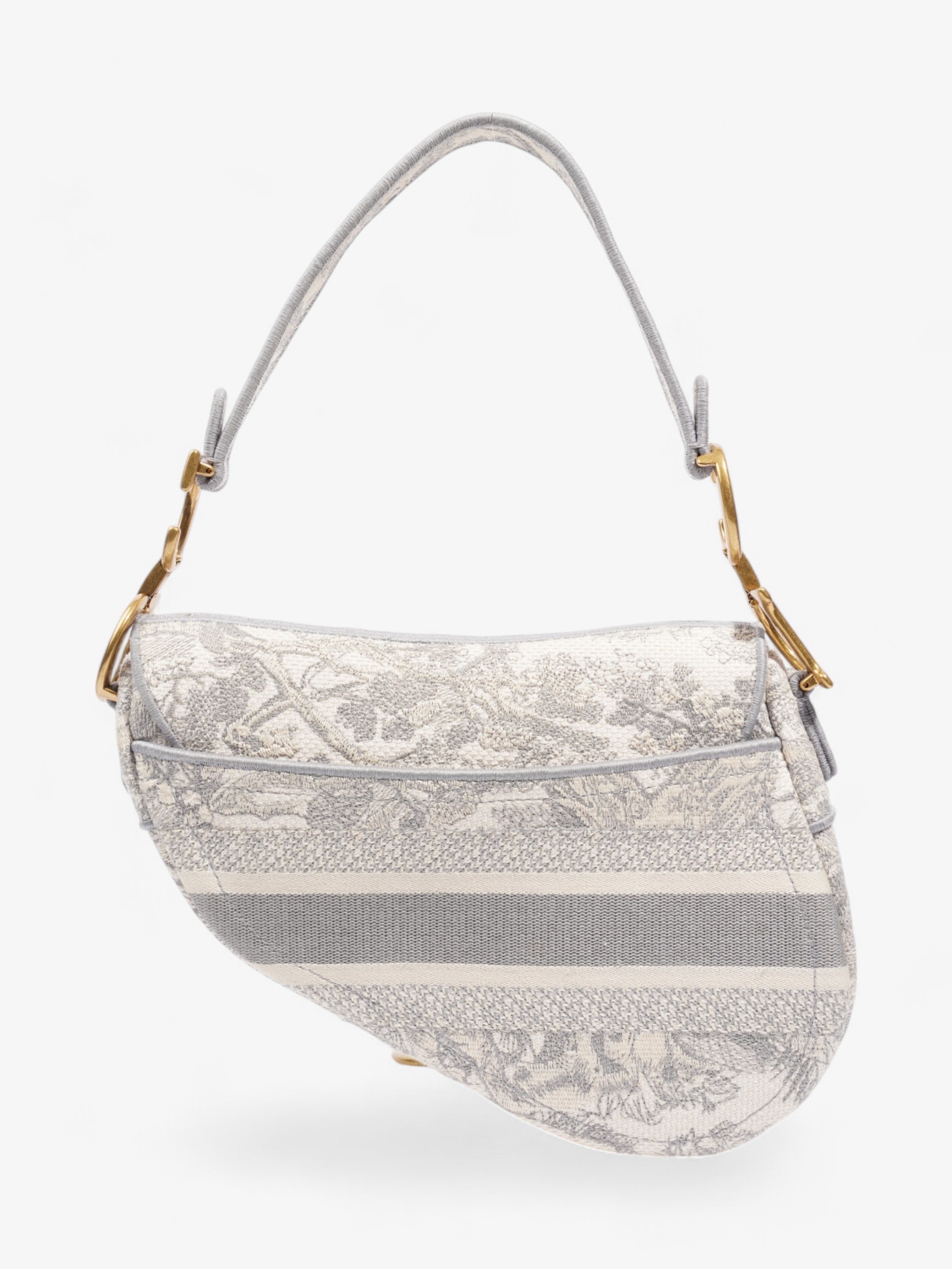 Christian Dior Saddle Bag Grey Oblique Cotton