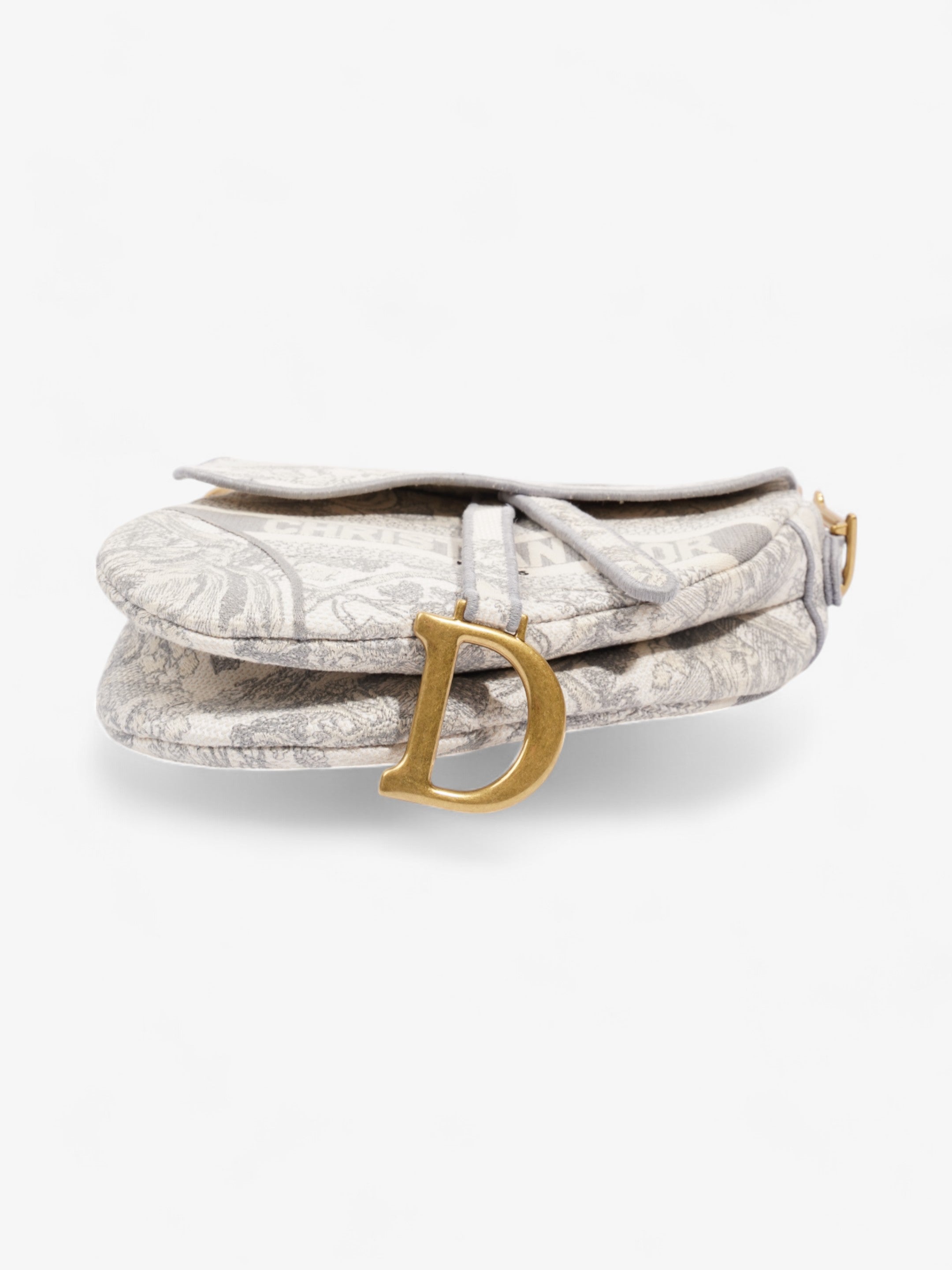 Christian Dior Saddle Bag Grey Oblique Cotton