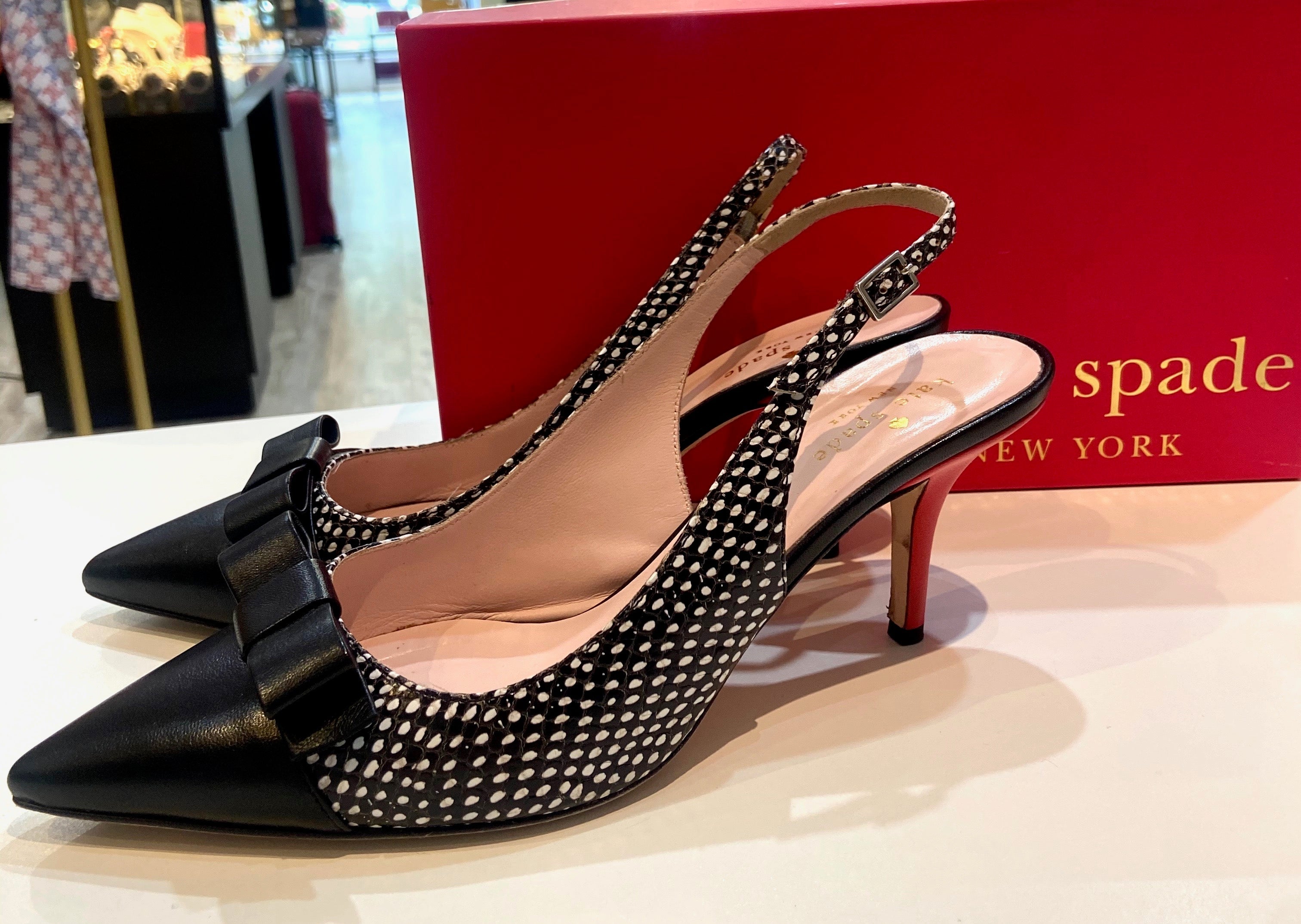 KATE SPADE JANNAH SNAKE PRINT LEATHER PUMPS