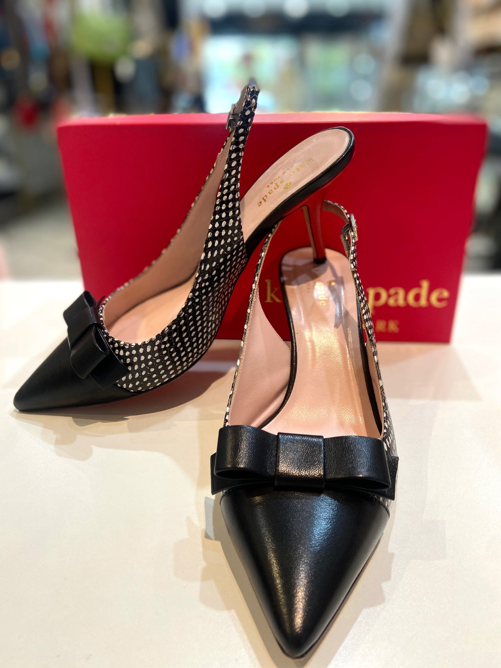 KATE SPADE JANNAH SNAKE PRINT LEATHER PUMPS