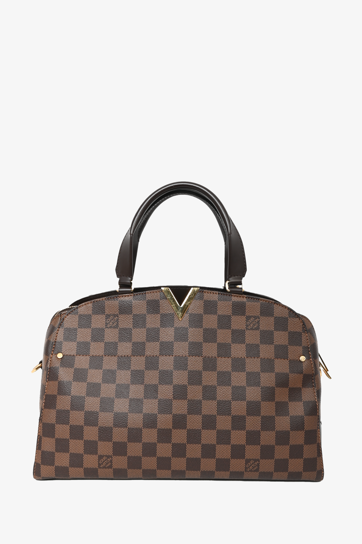 Louis Vuitton 2016 Brown Canvas 'Damier Ebene Kensington' Bowling Bag
