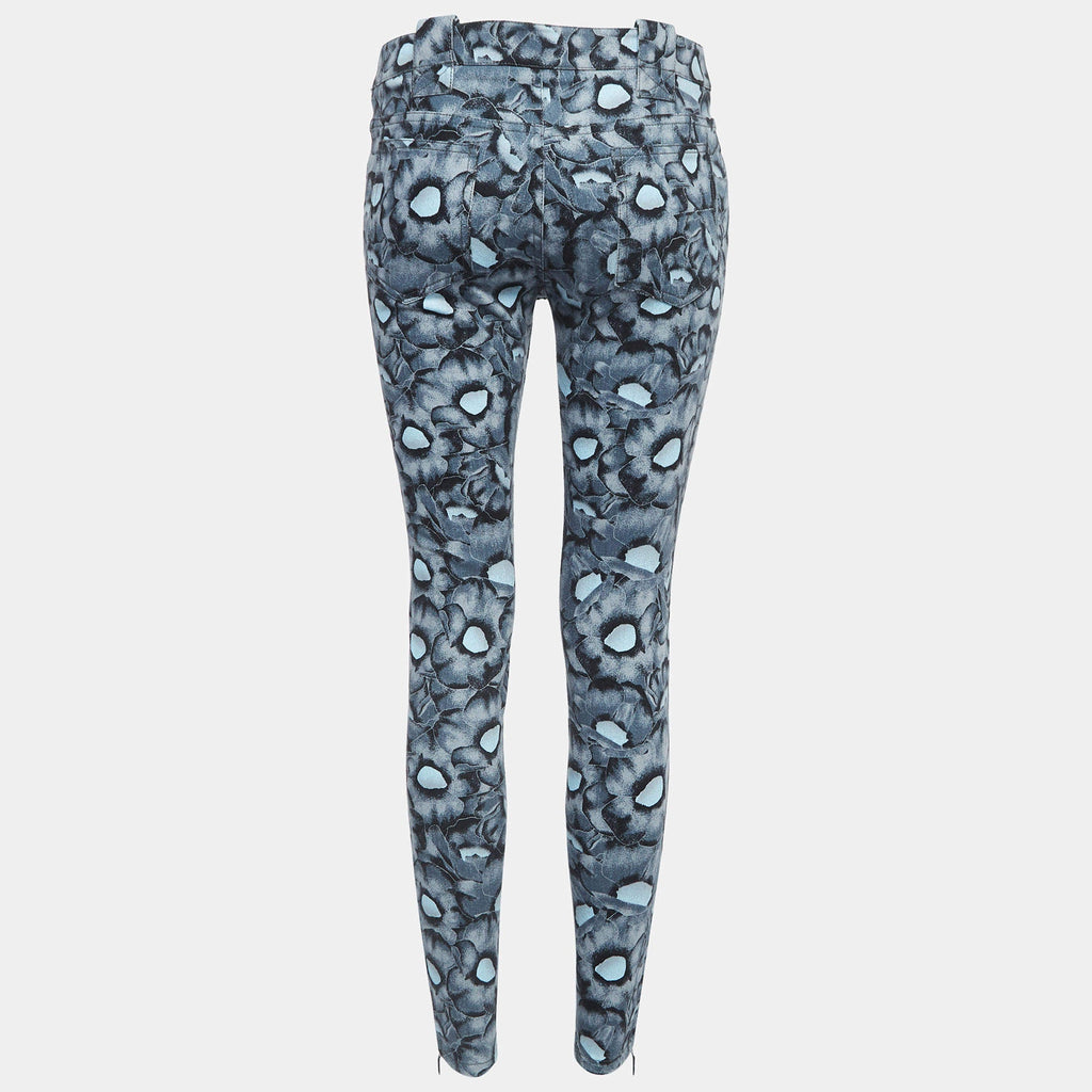 KENZO BLUE FLORAL PRINT DENIM SKINNY JEANS
