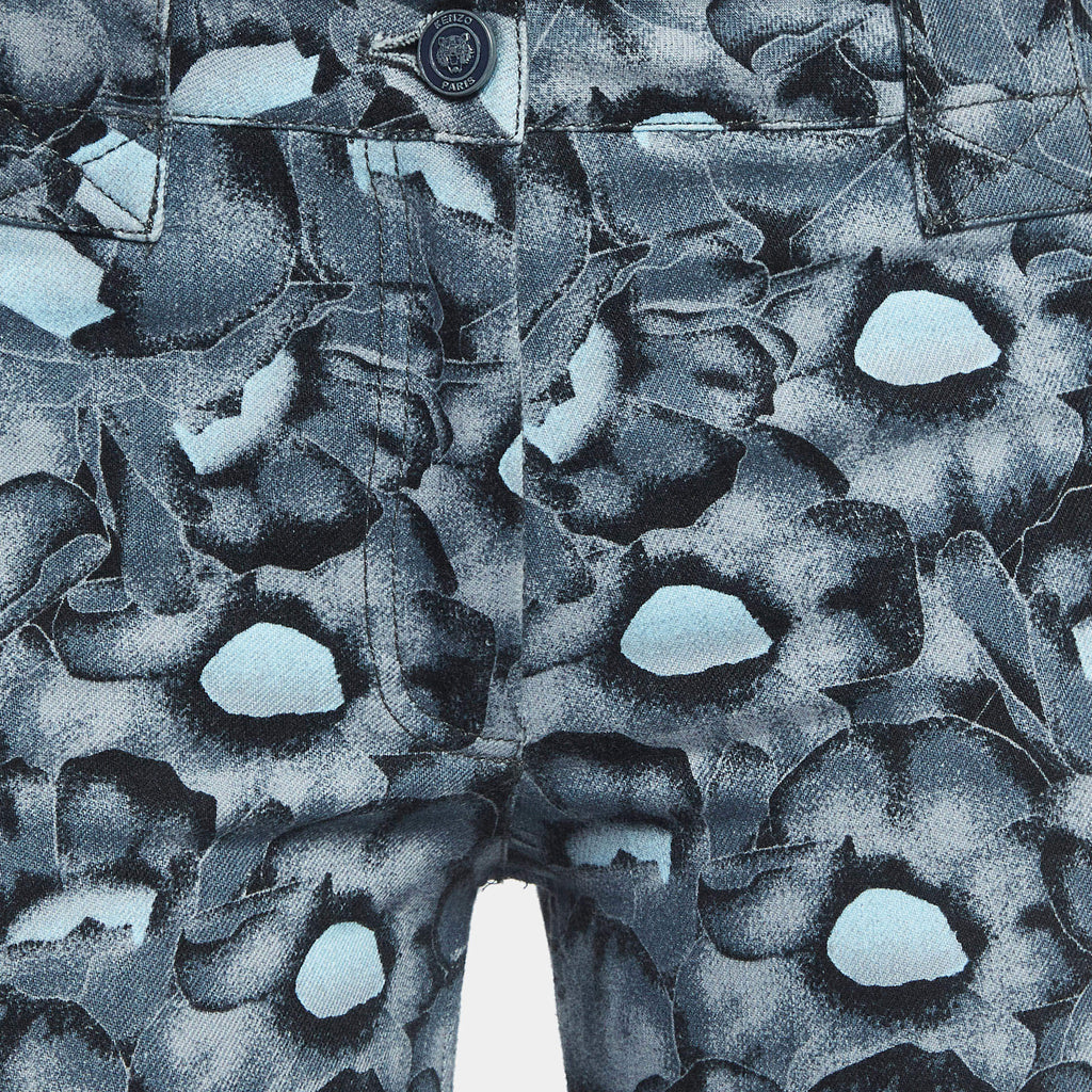 KENZO BLUE FLORAL PRINT DENIM SKINNY JEANS