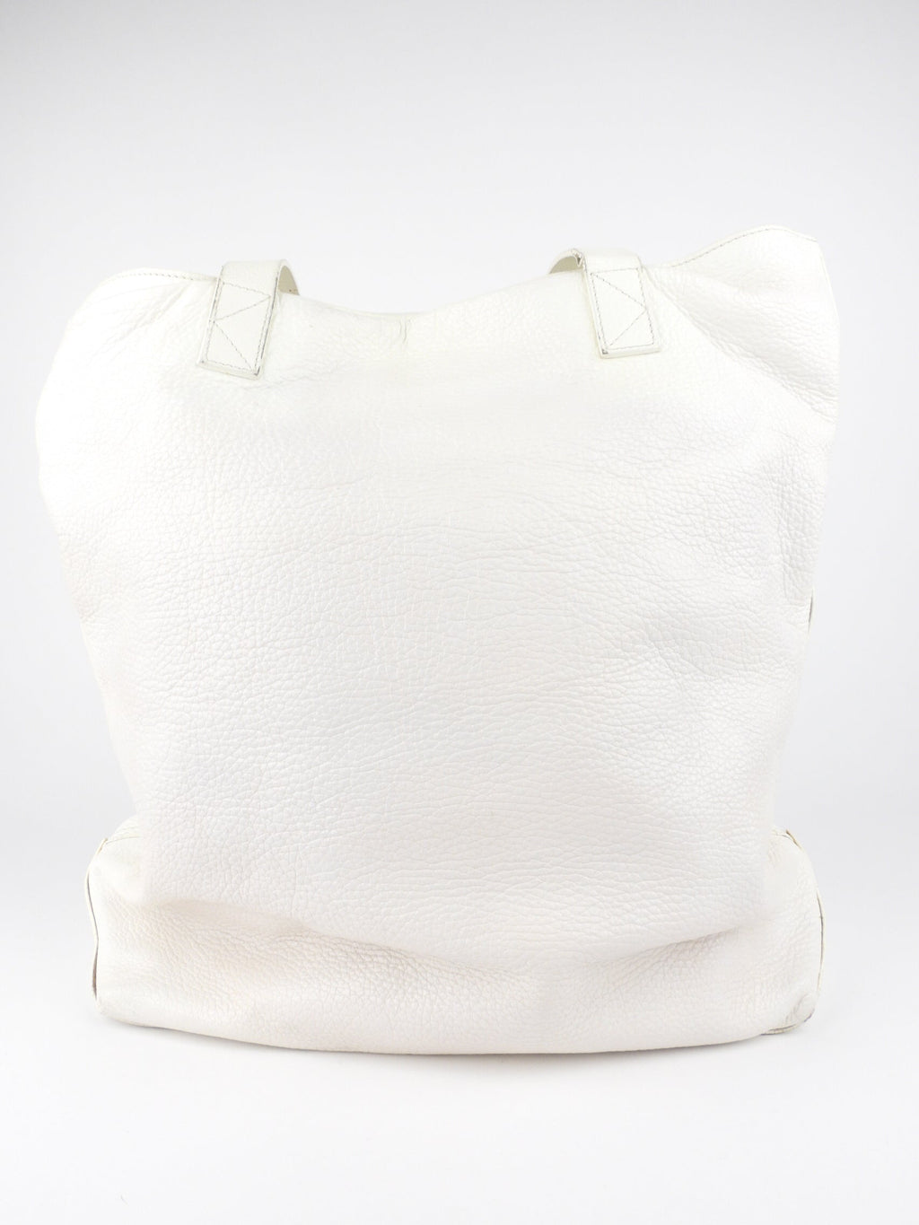 Kenzo Paris White Leather Tiger Logo Embroidered Tote