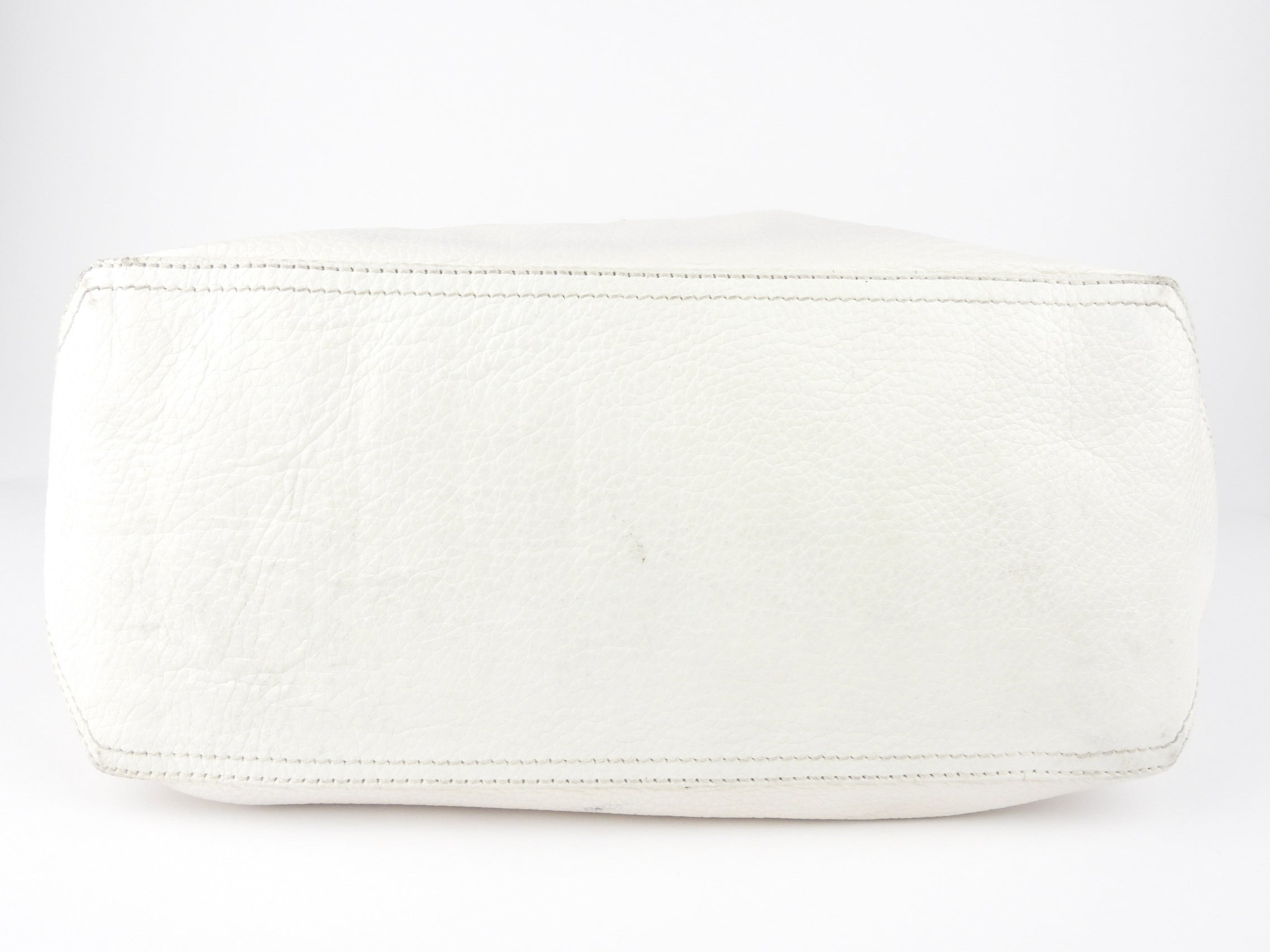 Kenzo Paris White Leather Tiger Logo Embroidered Tote