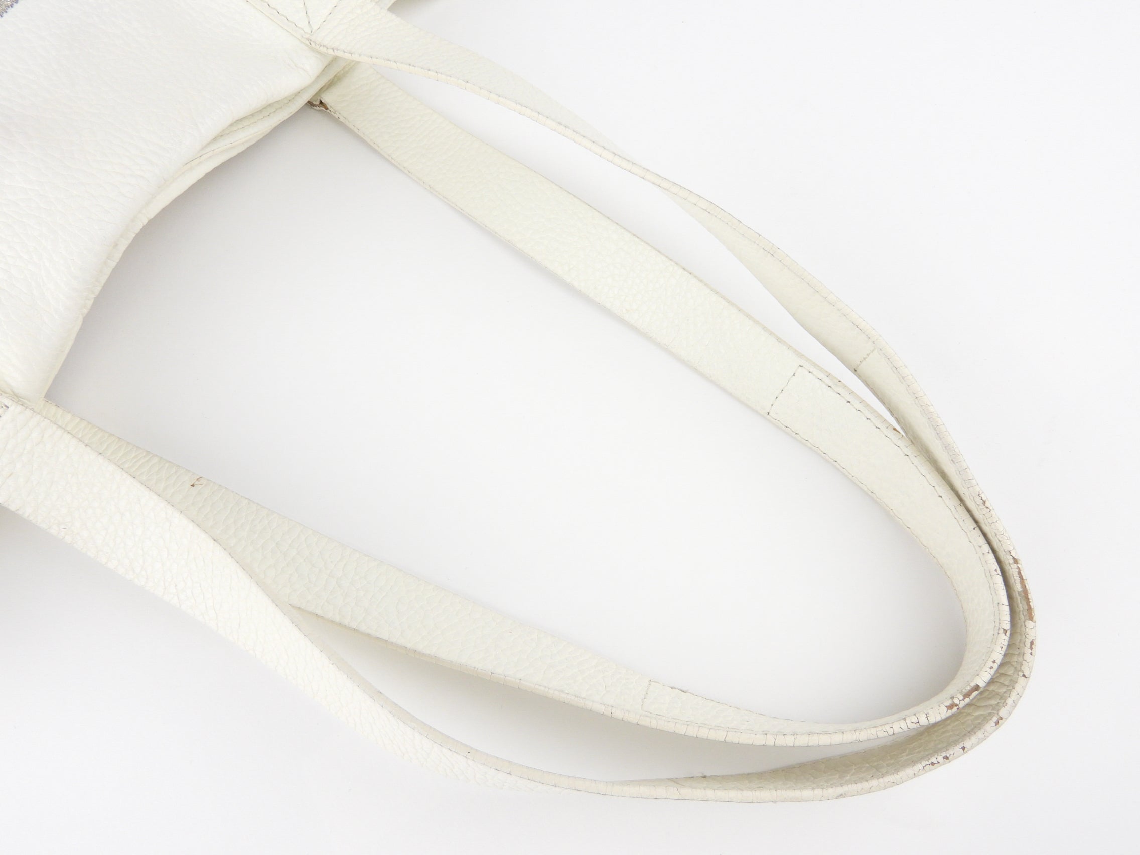 Kenzo Paris White Leather Tiger Logo Embroidered Tote