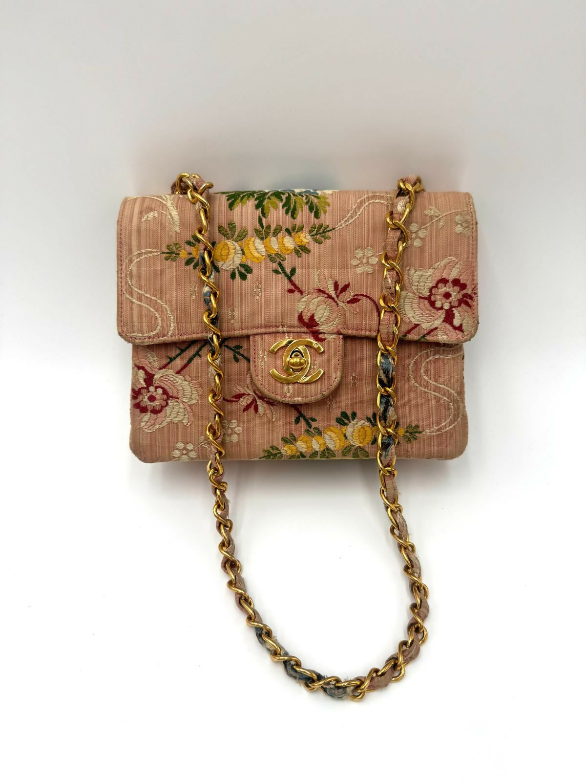 Chanel Vintage Pink Brocade Mini Square