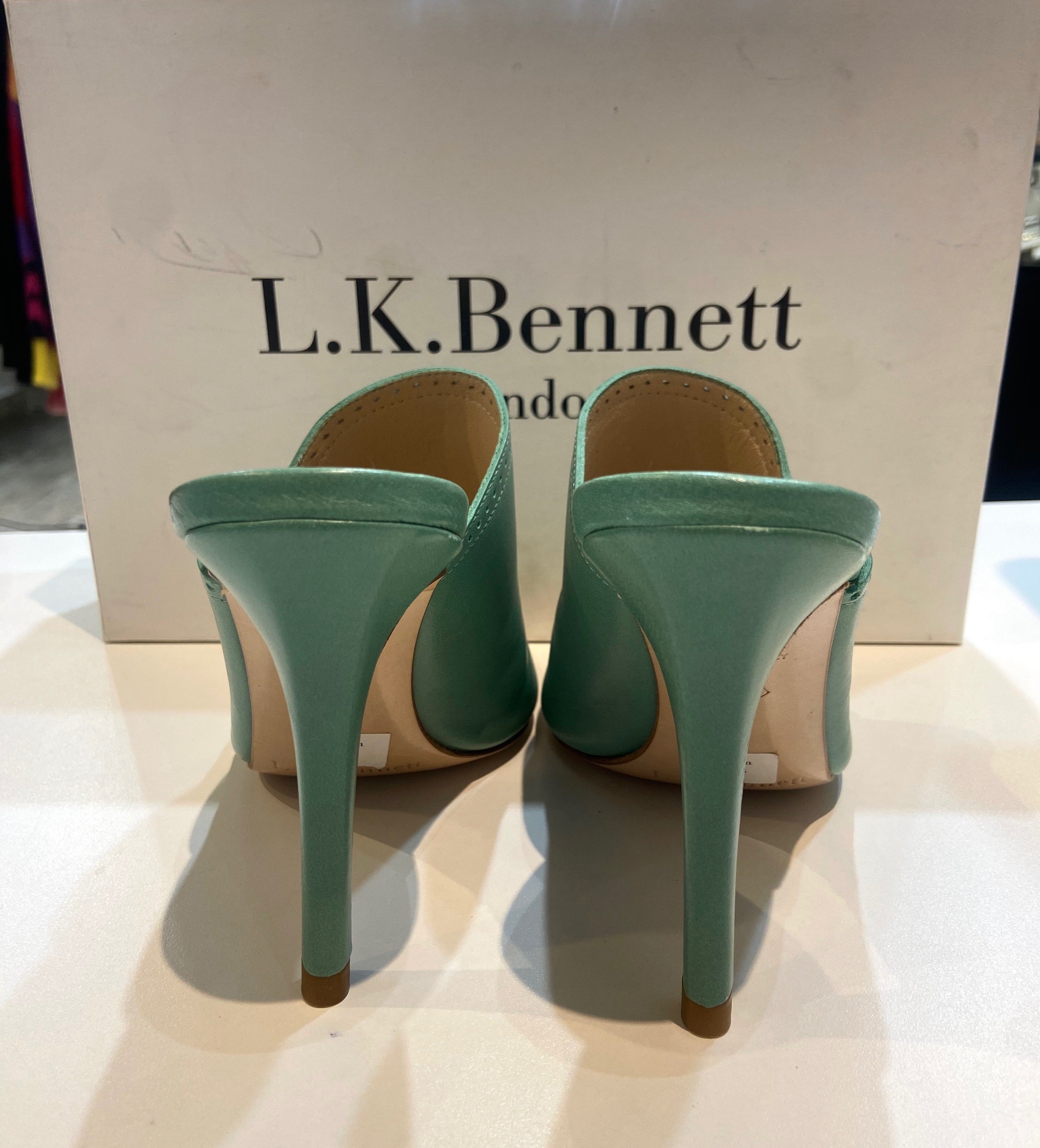 L.K BENNETT TULUM HEELED LEATHER MULES