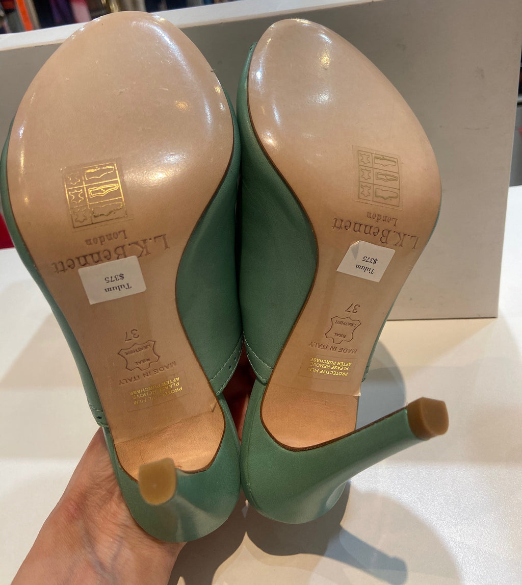 L.K BENNETT TULUM HEELED LEATHER MULES