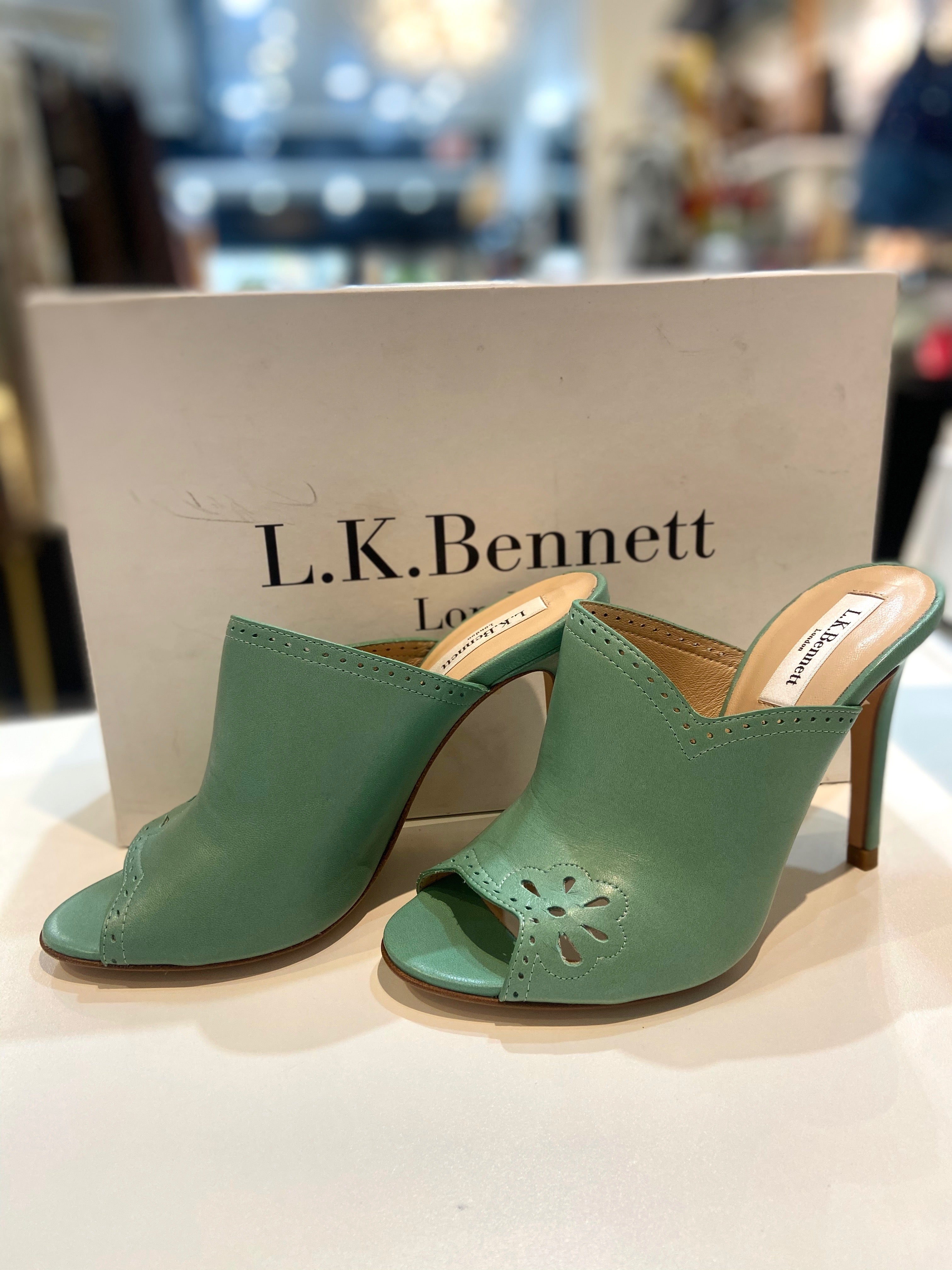 L.K BENNETT TULUM HEELED LEATHER MULES