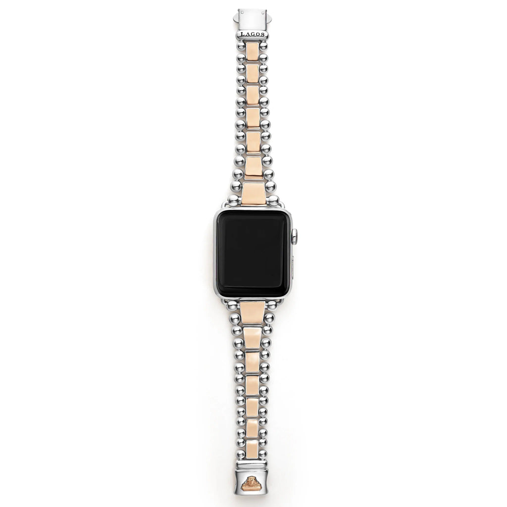 LAGOS 18K ROSE GOLD STAINLESS STEEL SMART CAVIAR WATCH BRACELET