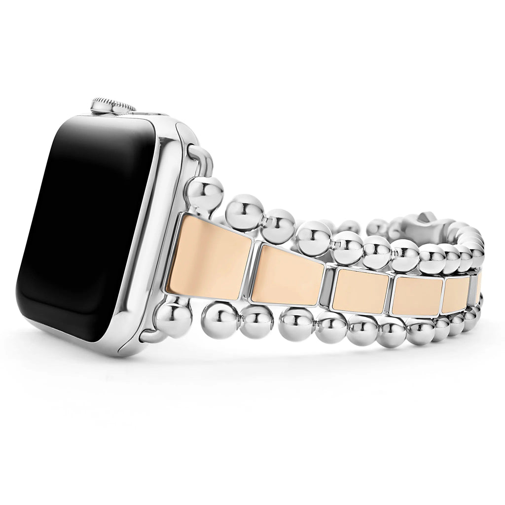 LAGOS 18K ROSE GOLD STAINLESS STEEL SMART CAVIAR WATCH BRACELET