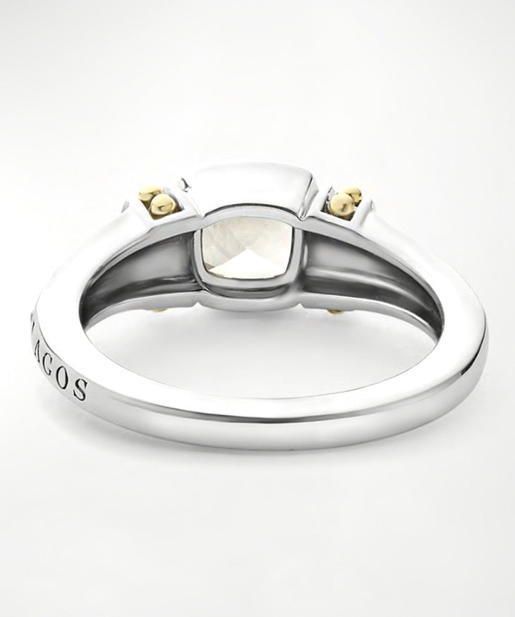 LAGOS RITTENHOUSE BEZEL SET WHITE TOPAZ CAVIAR RING