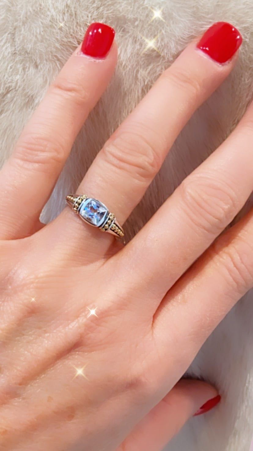 LAGOS RITTENHOUSE BEZEL SET WHITE TOPAZ CAVIAR RING