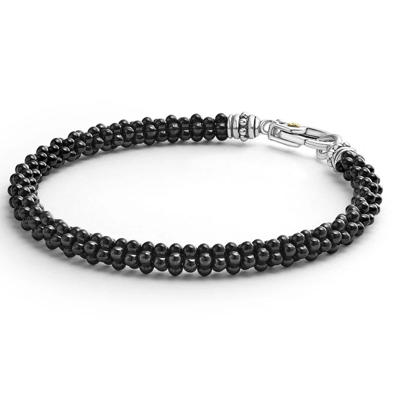 LAGOS CAVIAR BLACK CERAMIC BEADED BRACELET