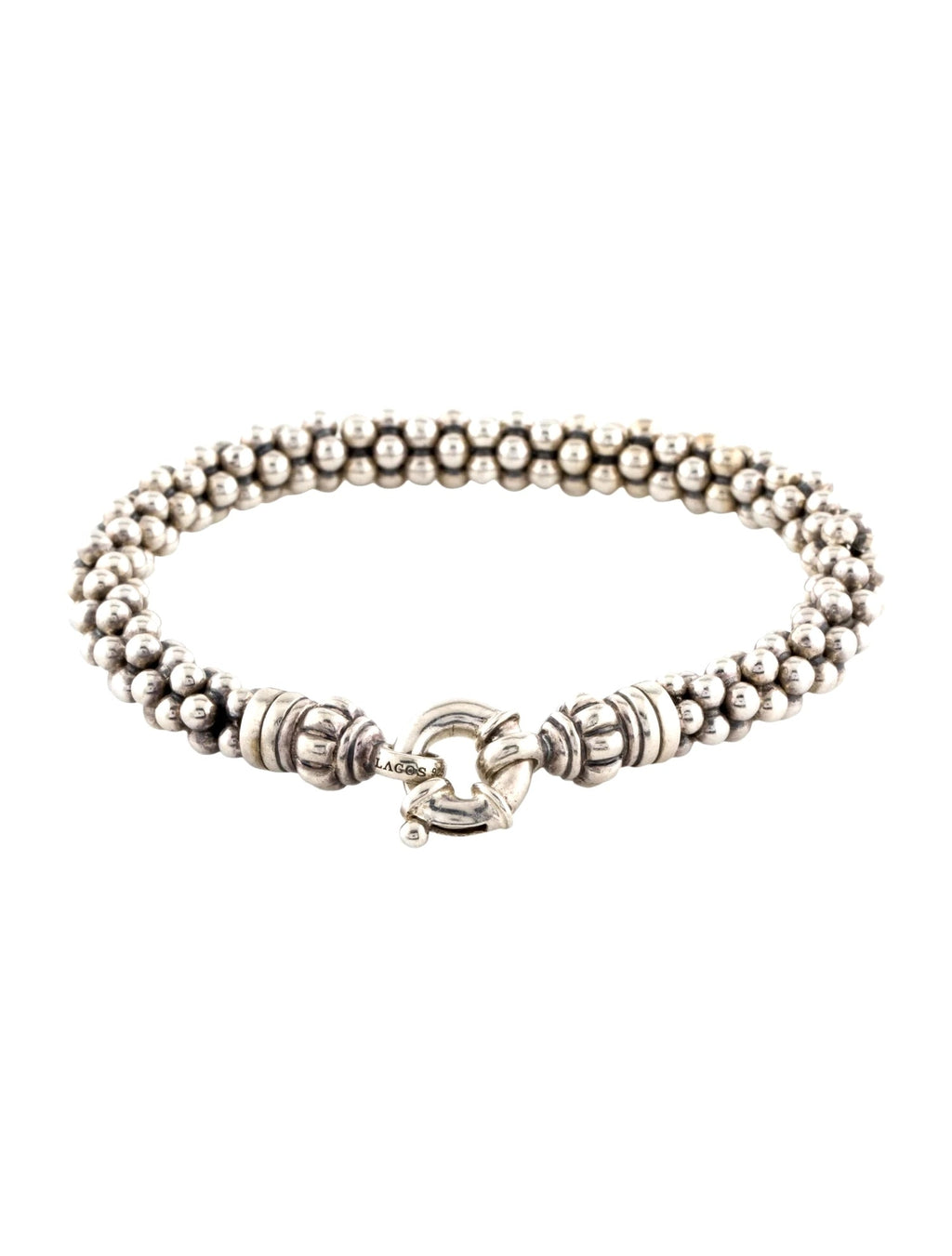 LAGOS STERLING SILVER CAVIAR BEADED LINK BRACELET