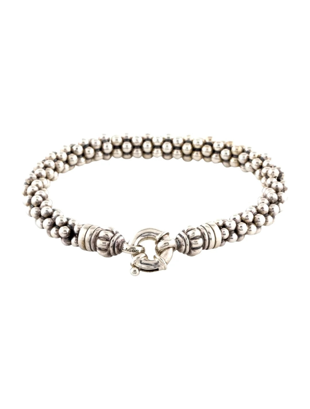 LAGOS STERLING SILVER CAVIAR BEADED LINK BRACELET