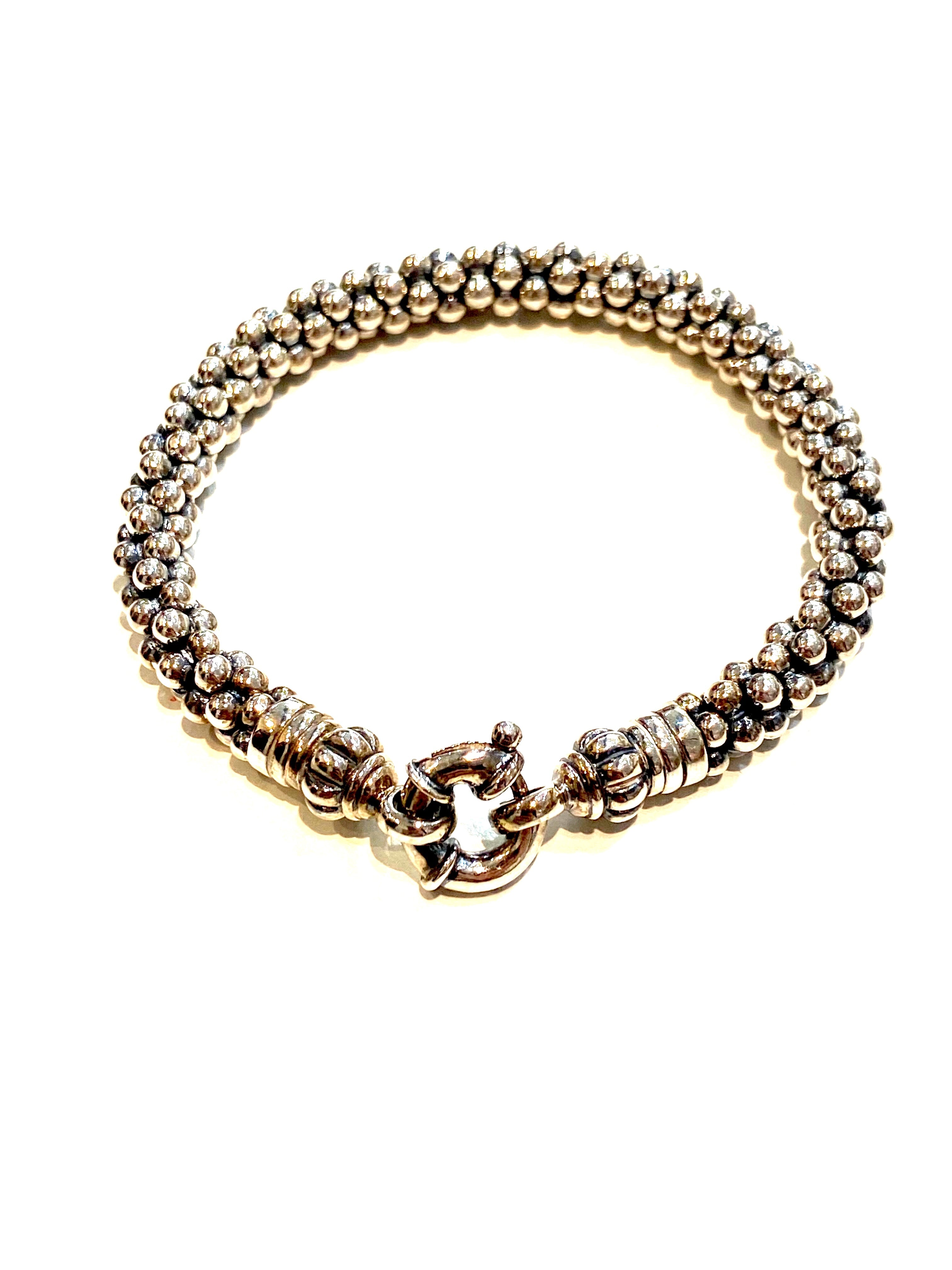 LAGOS STERLING SILVER CAVIAR BEADED LINK BRACELET