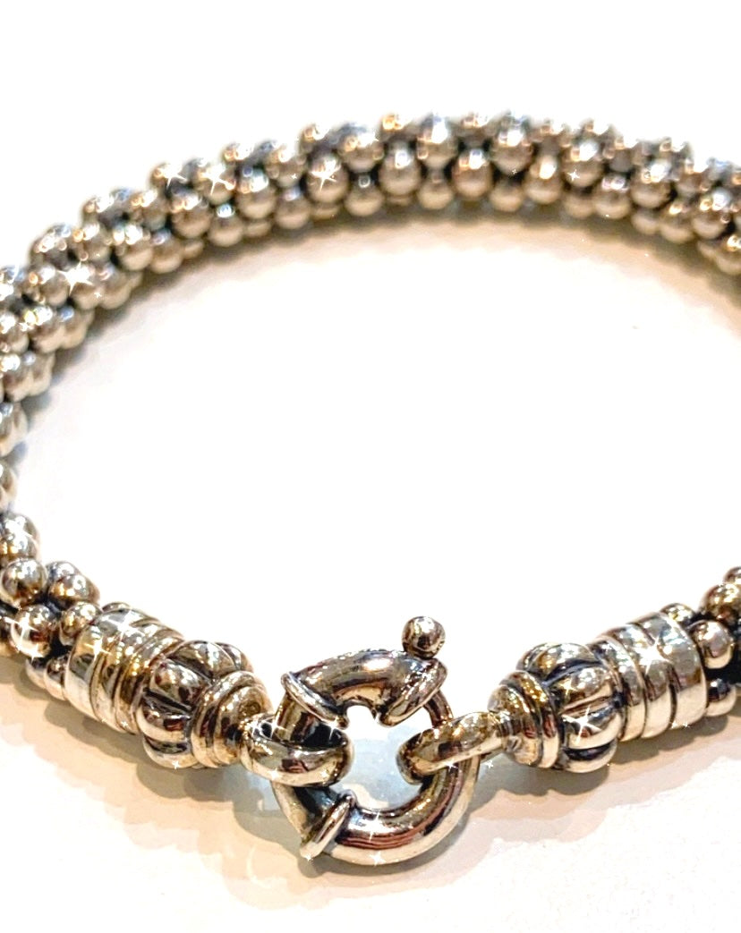 LAGOS STERLING SILVER CAVIAR BEADED LINK BRACELET