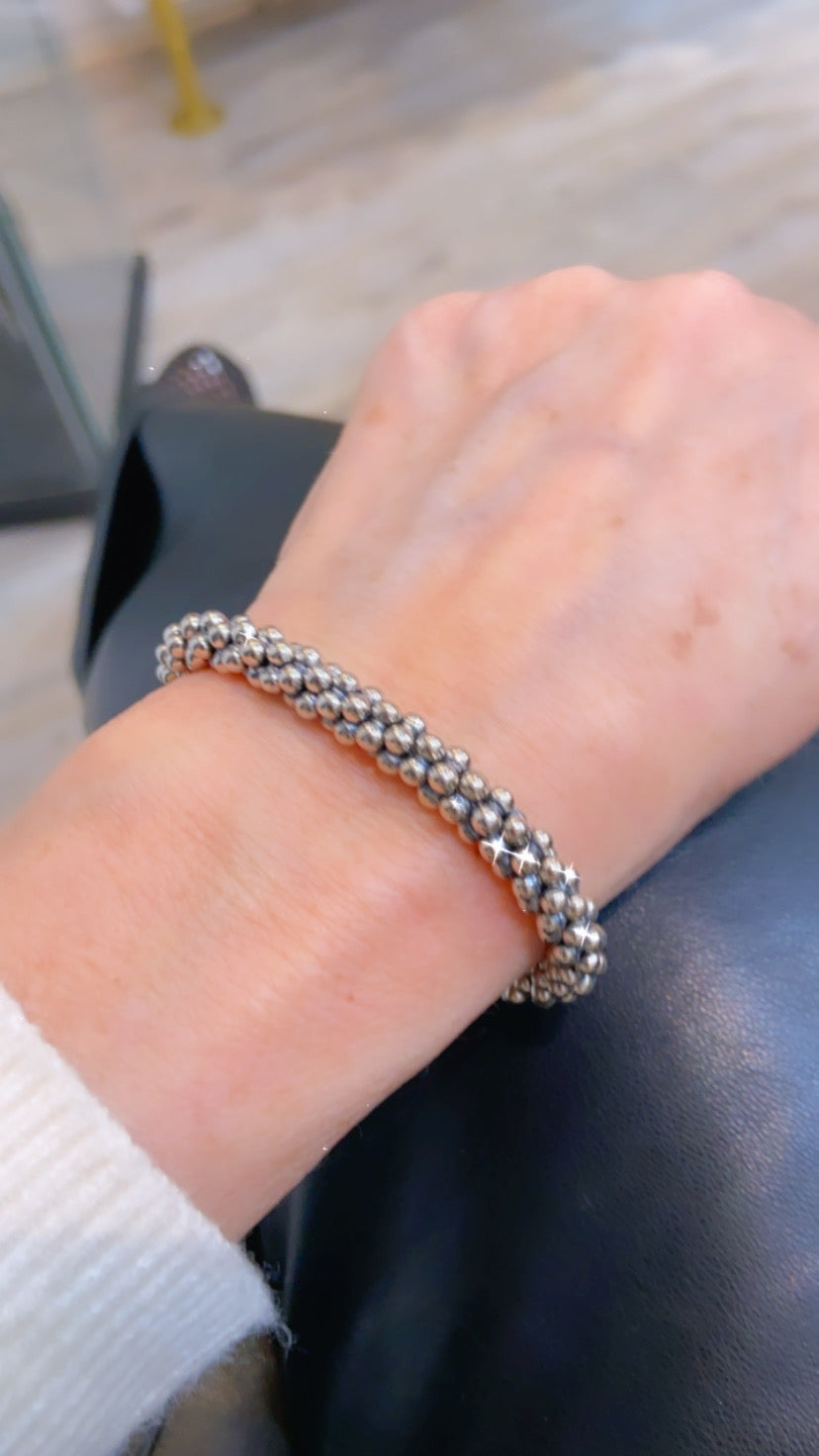 LAGOS STERLING SILVER CAVIAR BEADED LINK BRACELET
