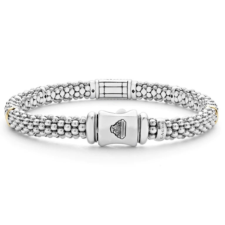 LAGOS PINK SAPPHIRE SIGNATURE CAVIAR 6MM BRACELET