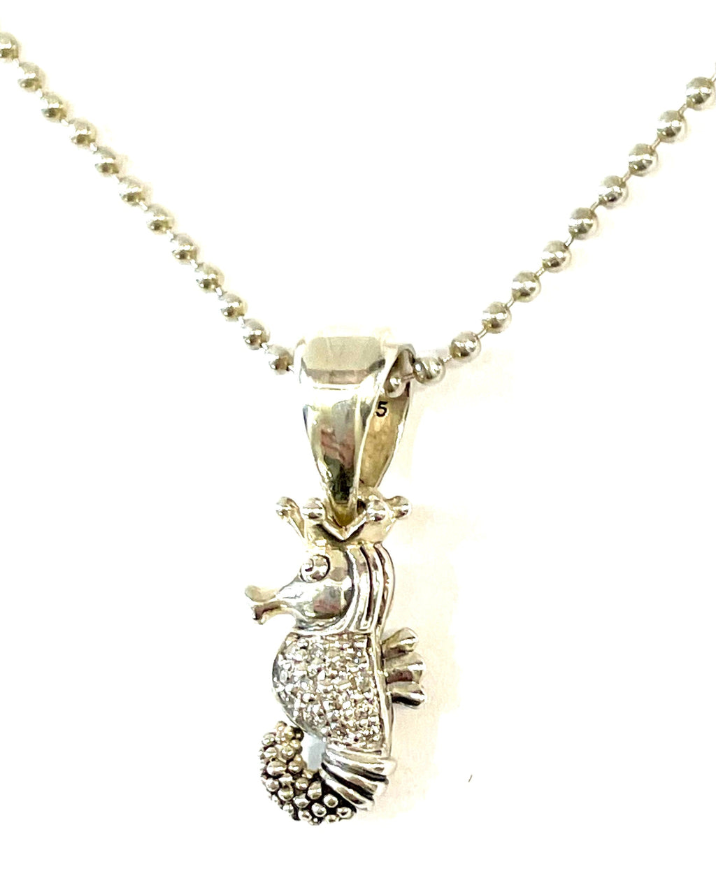 LAGOS STERLING SILVER DIAMOND SEAHORSE PENDANT NECKLACE