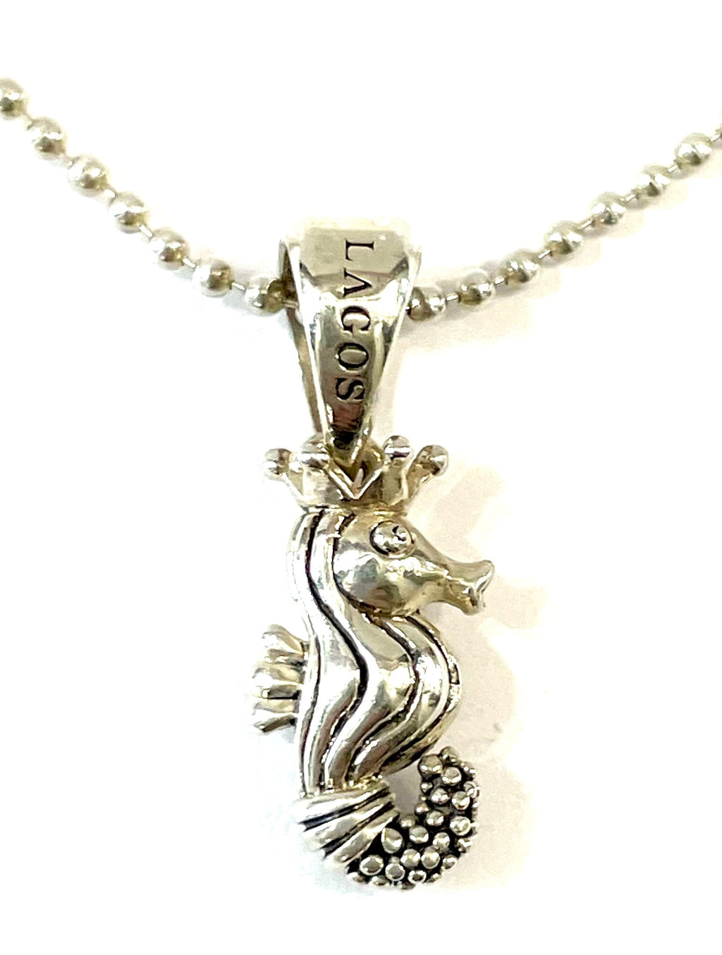 LAGOS STERLING SILVER DIAMOND SEAHORSE PENDANT NECKLACE