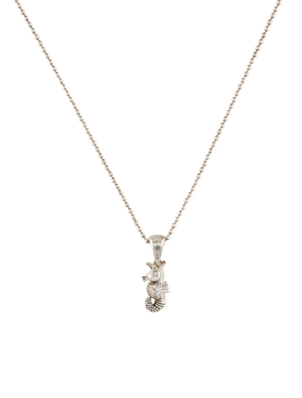 LAGOS STERLING SILVER DIAMOND SEAHORSE PENDANT NECKLACE