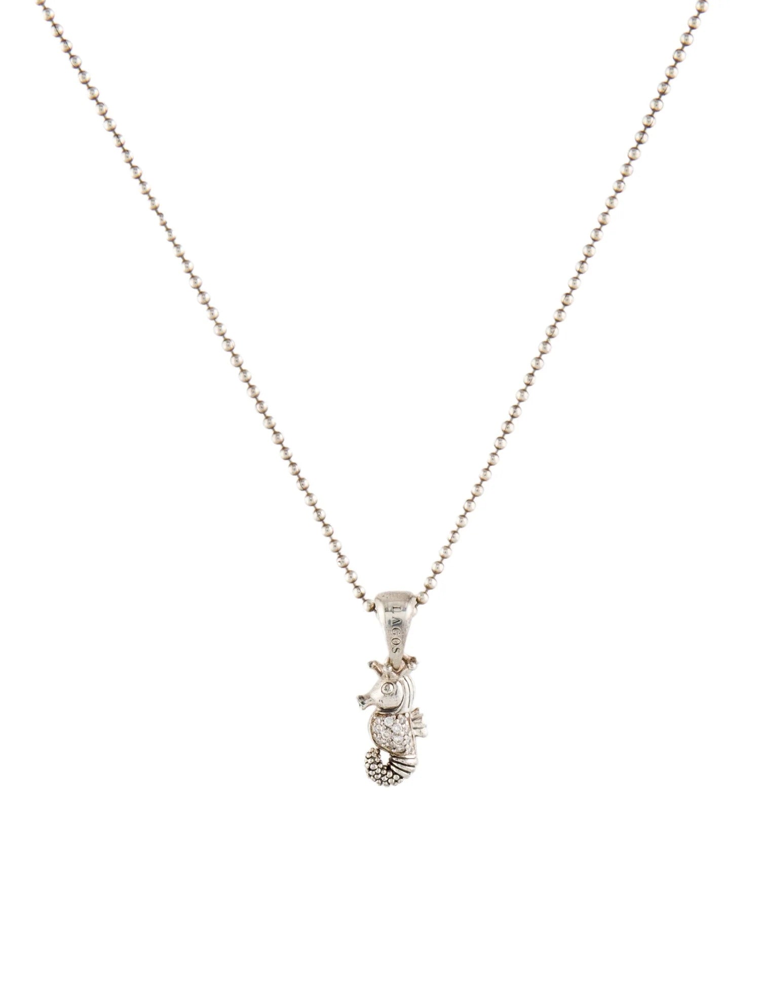 LAGOS STERLING SILVER DIAMOND SEAHORSE PENDANT NECKLACE