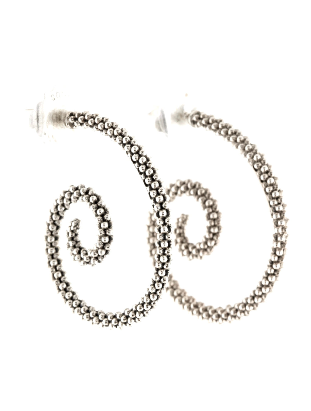LAGOS STERLING SILVER CAVIAR SWIRL HOOP EARRINGS
