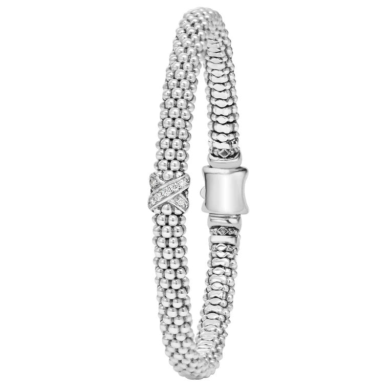 LAGOS STERLING SILVER DIAMONDS EMBRACE COLLECTION ROPE BRACELET