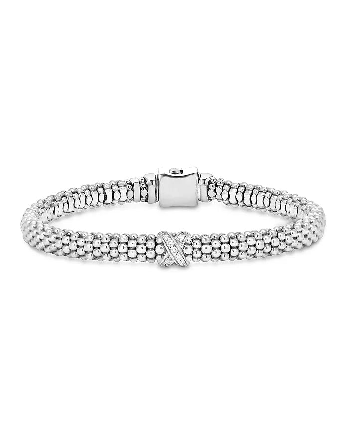 LAGOS STERLING SILVER DIAMONDS EMBRACE COLLECTION ROPE BRACELET