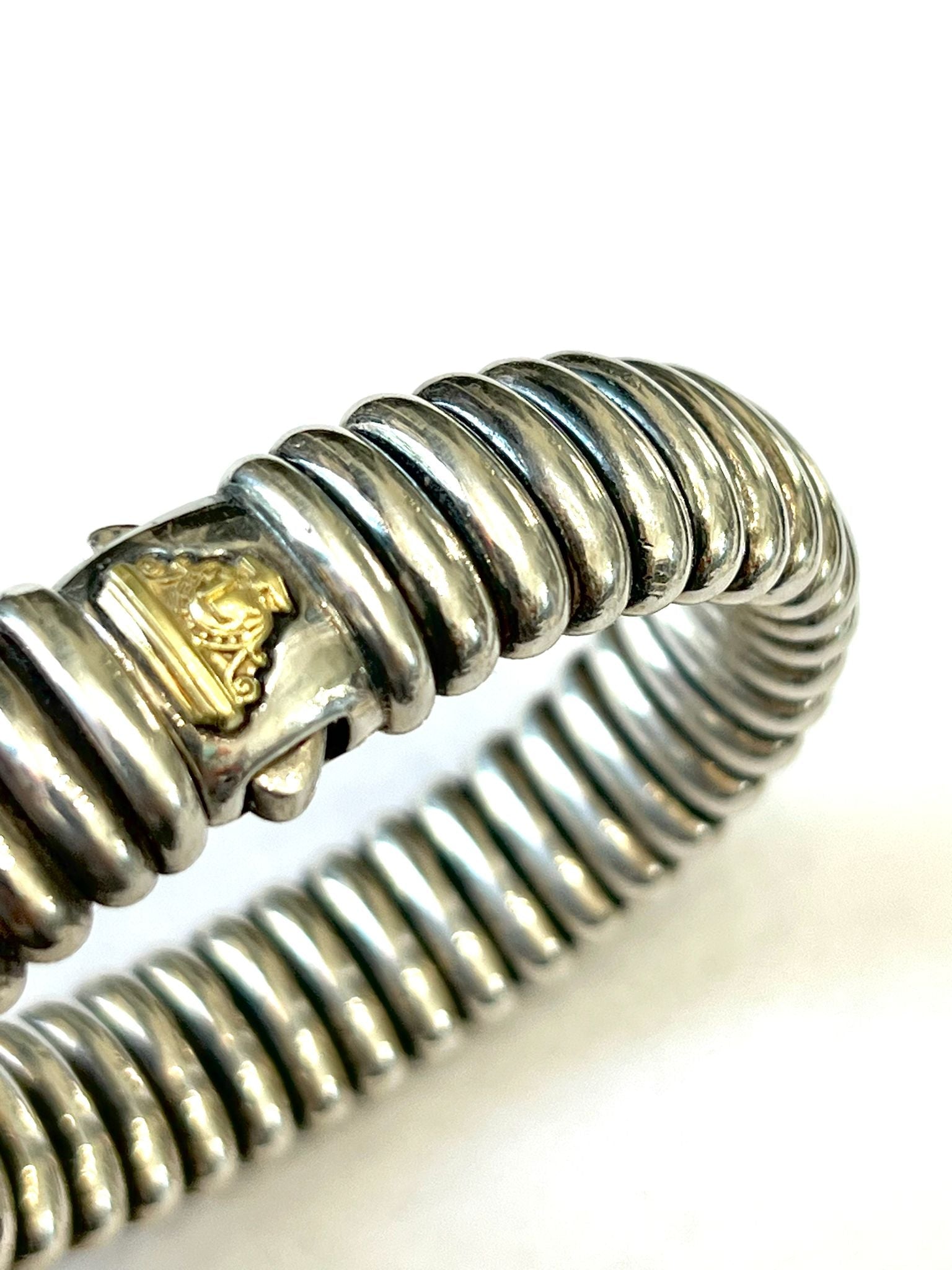 LAGOS STERLING SILVER 18K GOLD FLUTED  BRACELET