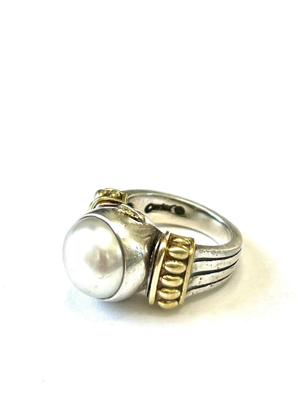 LAGOS LUNA PEARL 18K GOLD AND SILVER RING