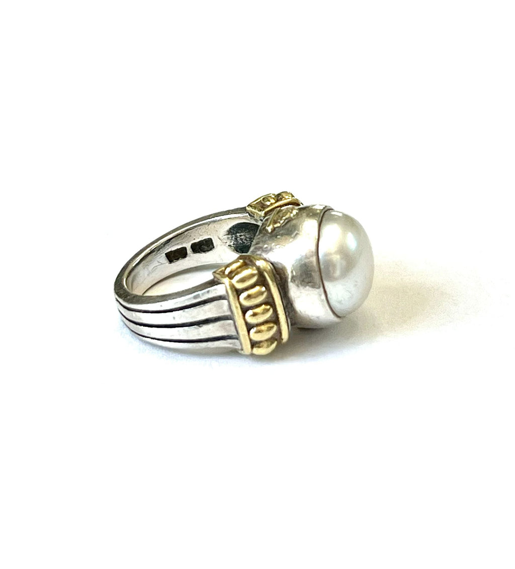 LAGOS LUNA PEARL 18K GOLD AND SILVER RING