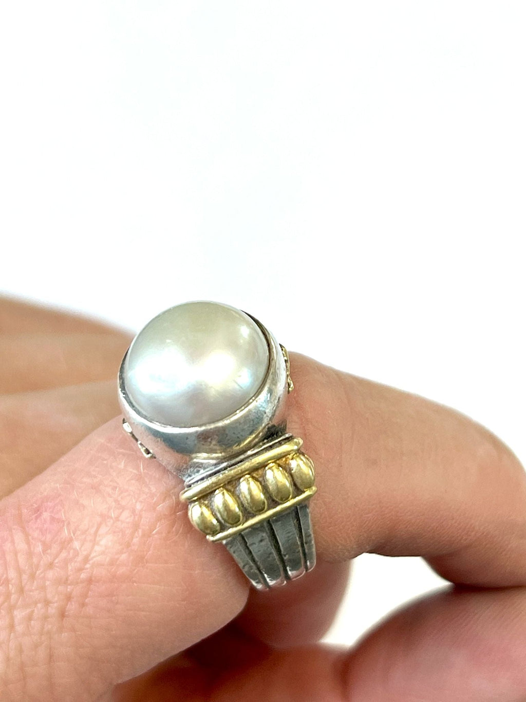 LAGOS LUNA PEARL 18K GOLD AND SILVER RING