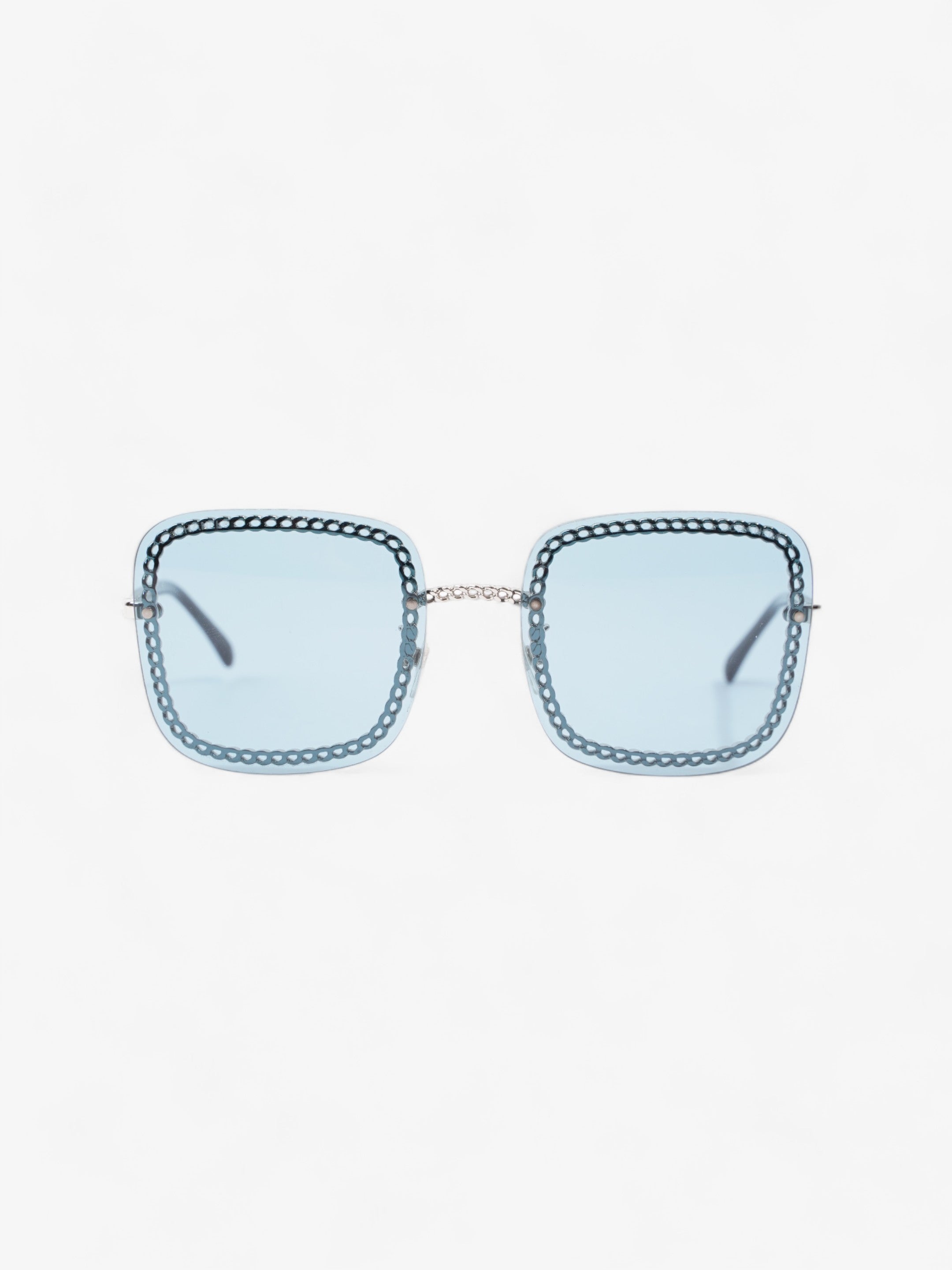 Chanel Chain Detailed Sunglasses with Double Chain Blue / Silver Acetate 140mm