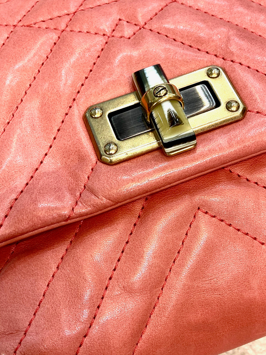LANVIN MINI POP HAPPY QUILTED LEATHER BAG IN SALMON