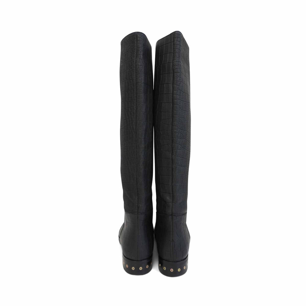 Lanvin Croc-Embossed Boots - Women's 39.5