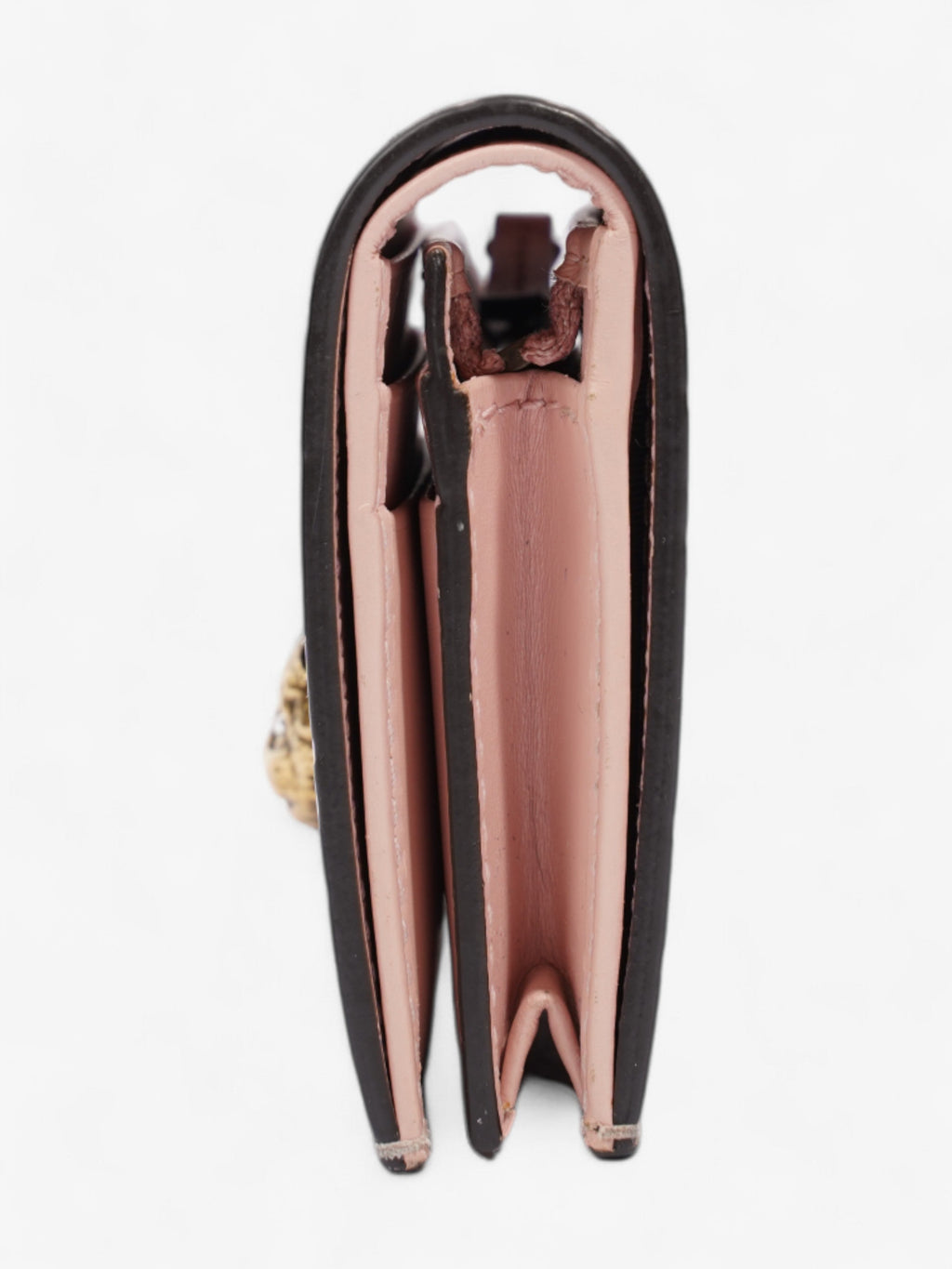 Gucci Guccissima Signature Crystal Cat  Case Wallet Light Candy Pink Calfskin Leather