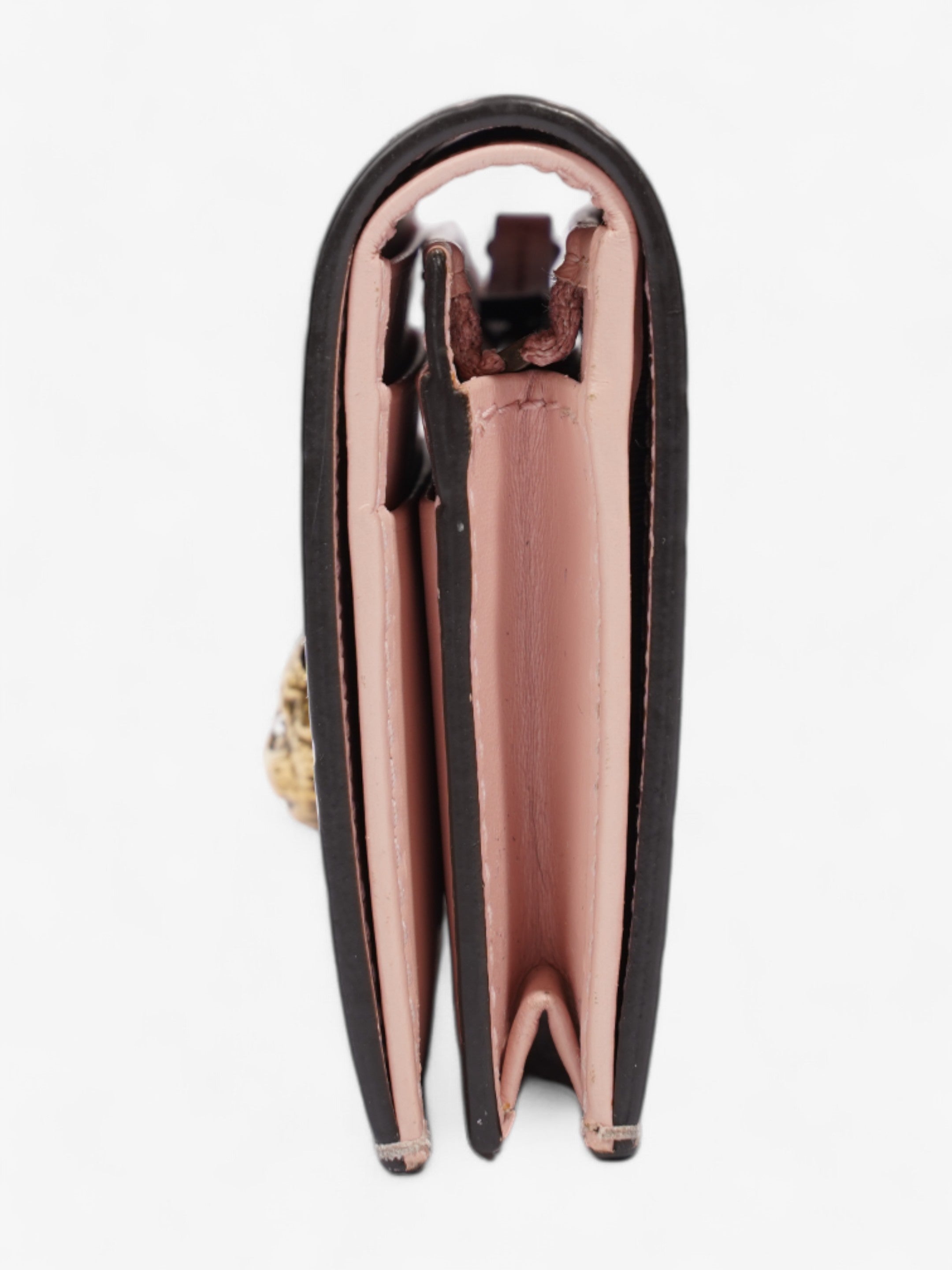 Gucci Guccissima Signature Crystal Cat  Case Wallet Light Candy Pink Calfskin Leather