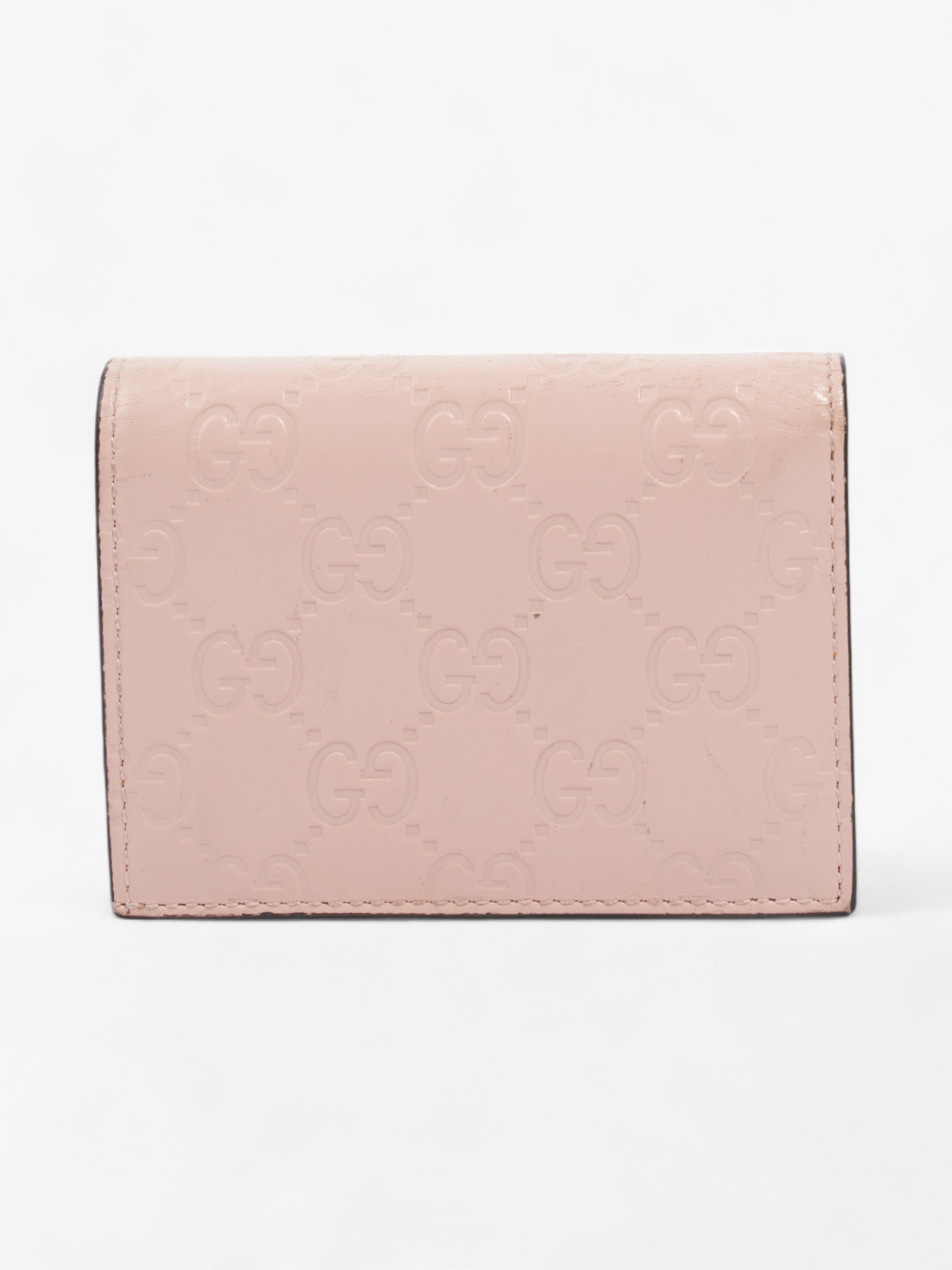 Gucci Guccissima Signature Crystal Cat  Case Wallet Light Candy Pink Calfskin Leather