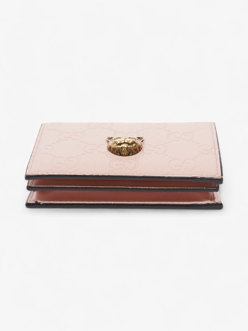 Gucci Guccissima Signature Crystal Cat  Case Wallet Light Candy Pink Calfskin Leather