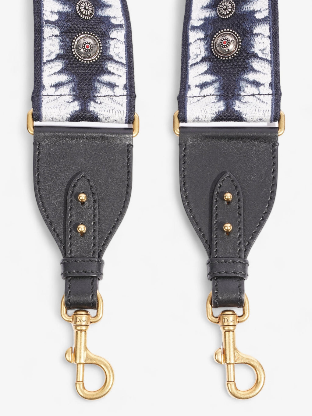 Christian Dior Saddle Bag Strap Navy / Black / White Canvas
