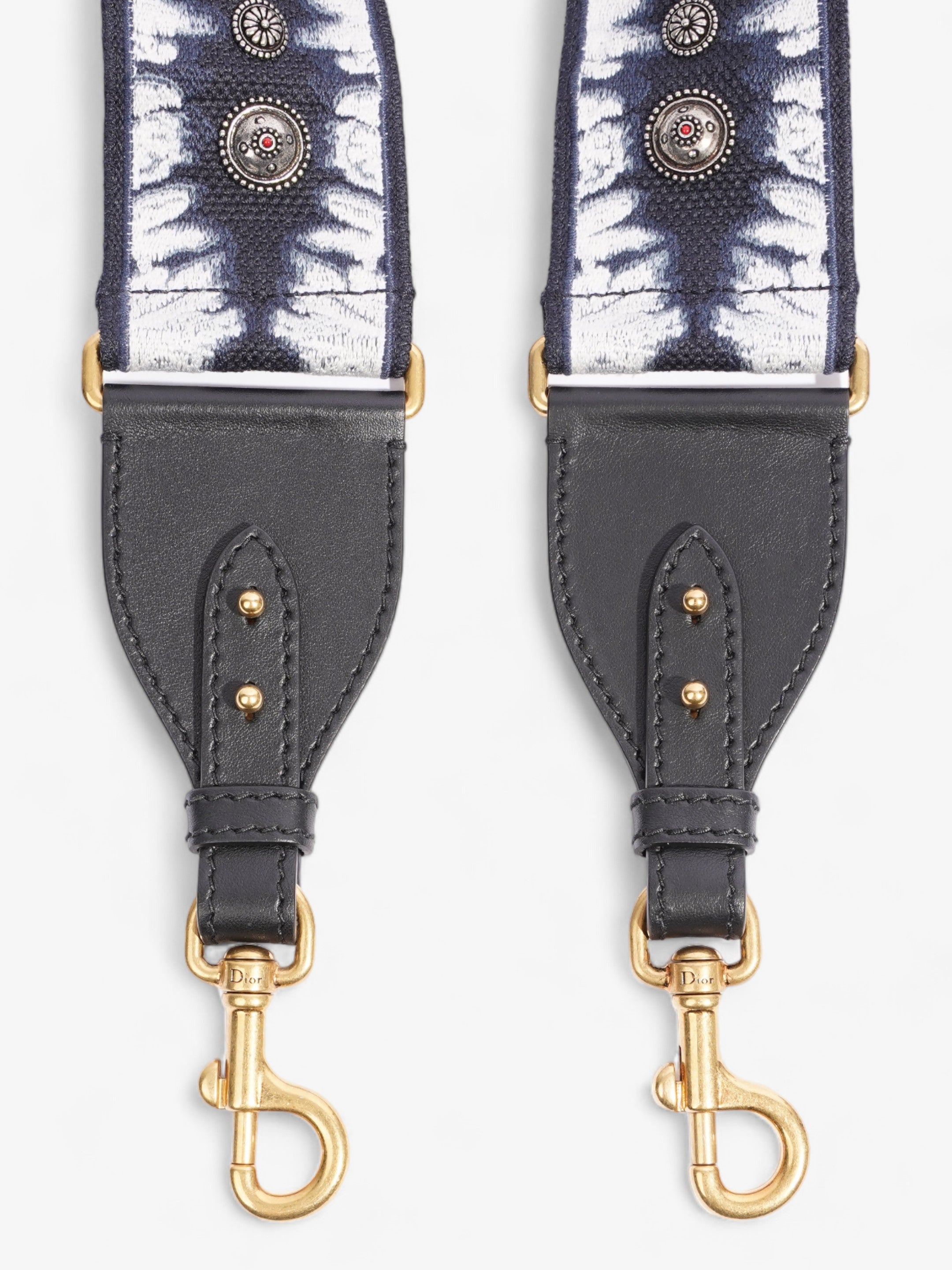 Christian Dior Saddle Bag Strap Navy / Black / White Canvas