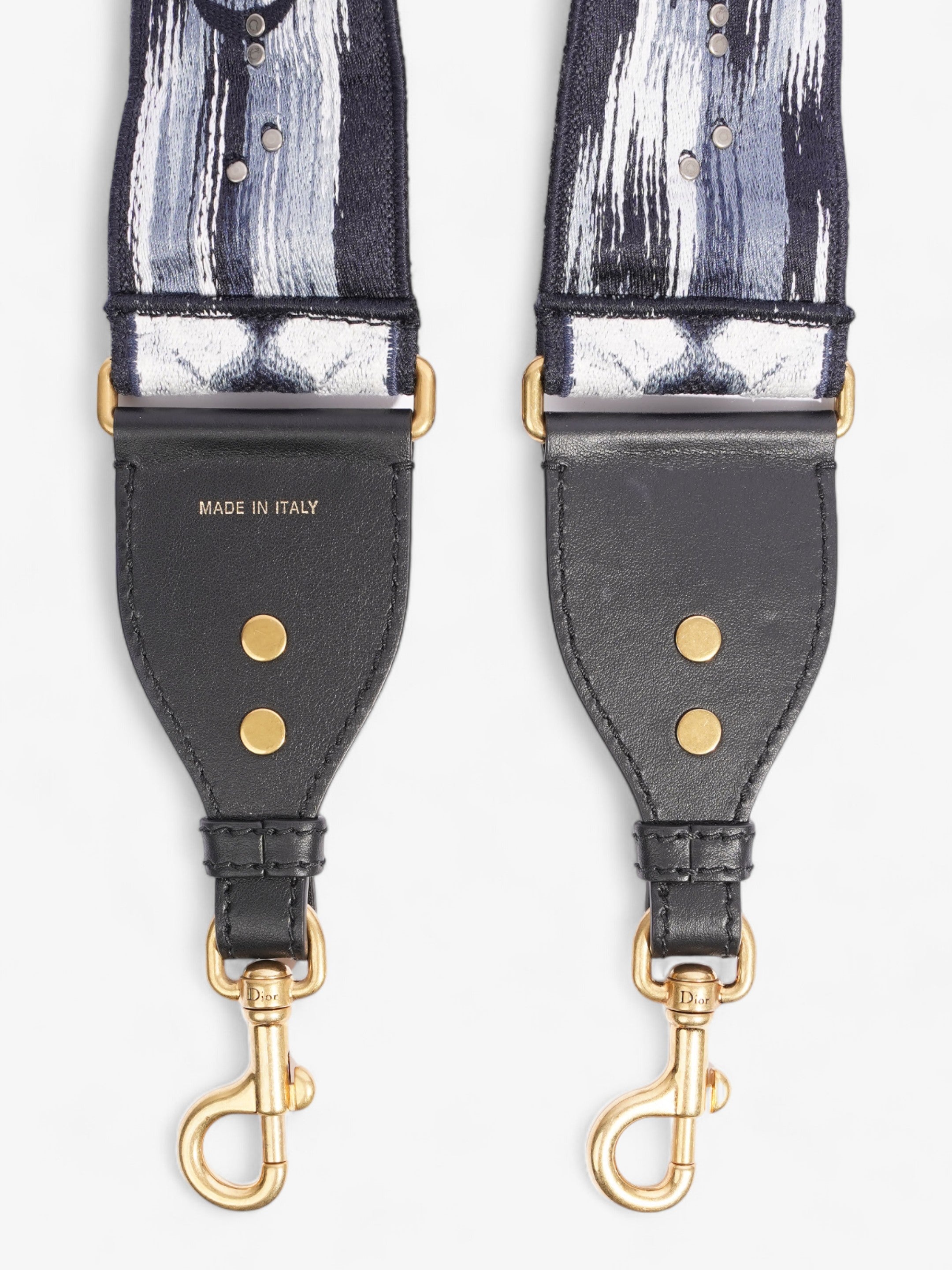 Christian Dior Saddle Bag Strap Navy / Black / White Canvas