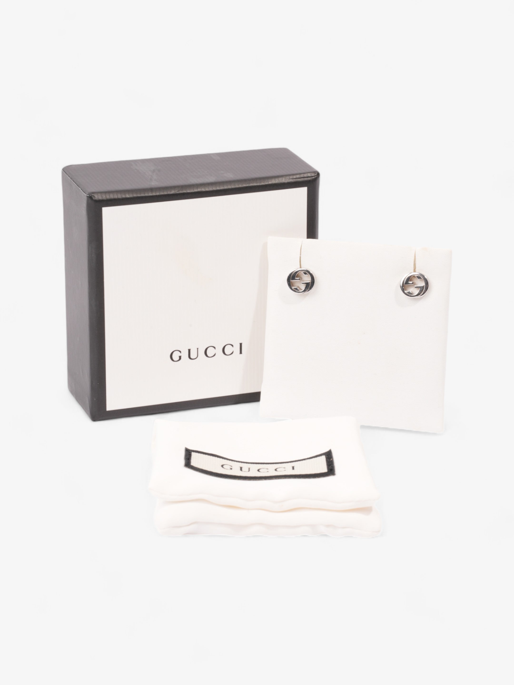 Gucci Interlocking G Earrings Silver Silver Sterling