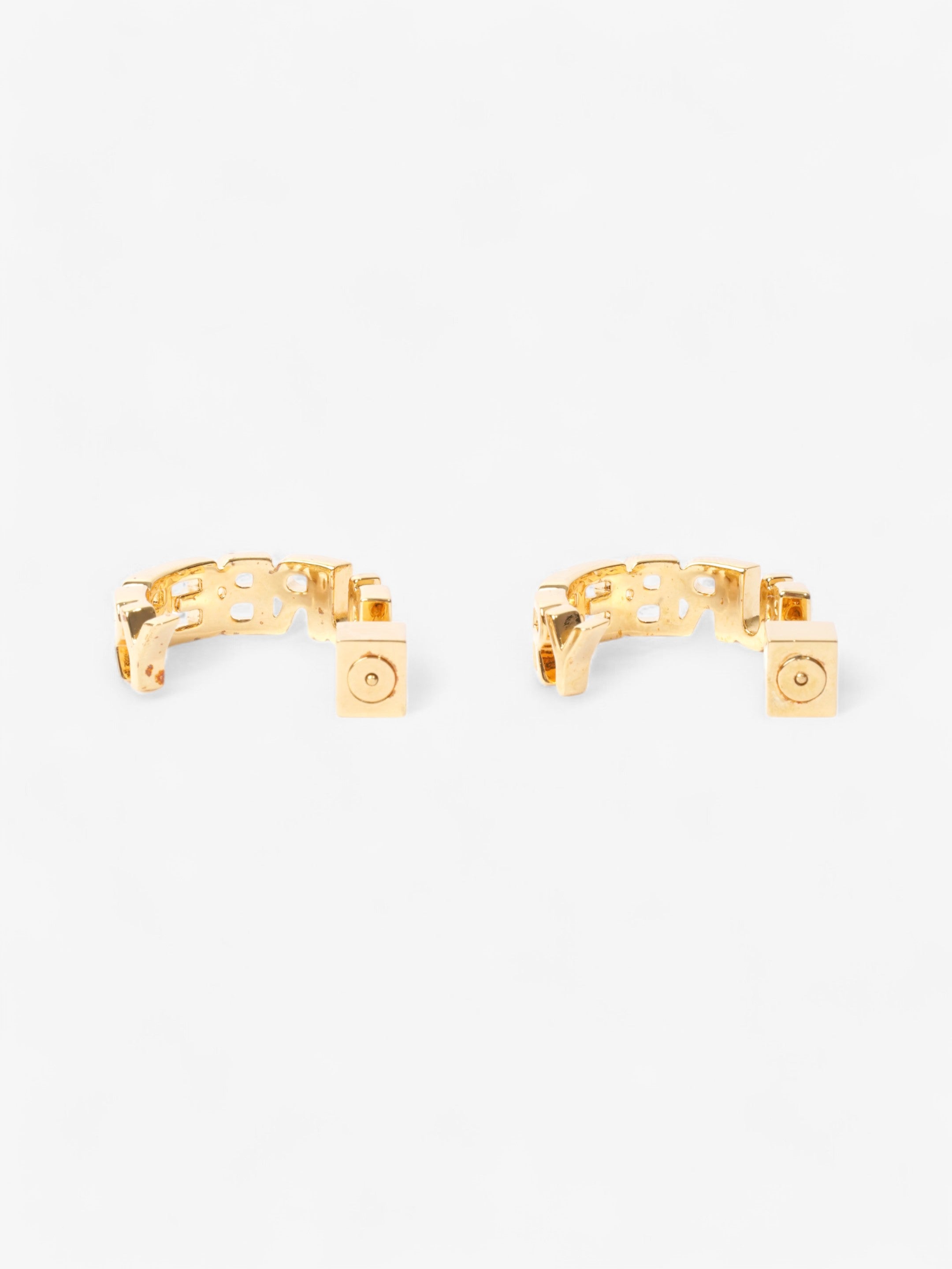 Burberry Logo Hoop Earrings Gold Base Metal
