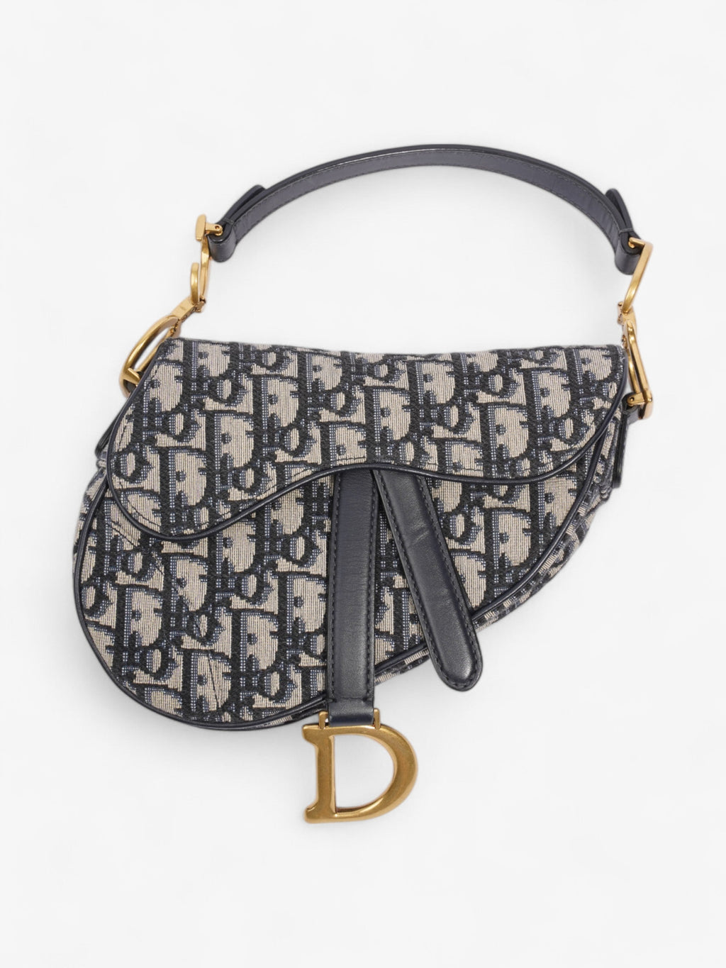 Christian Dior Saddle Bag Blue Oblique Canvas Mini
