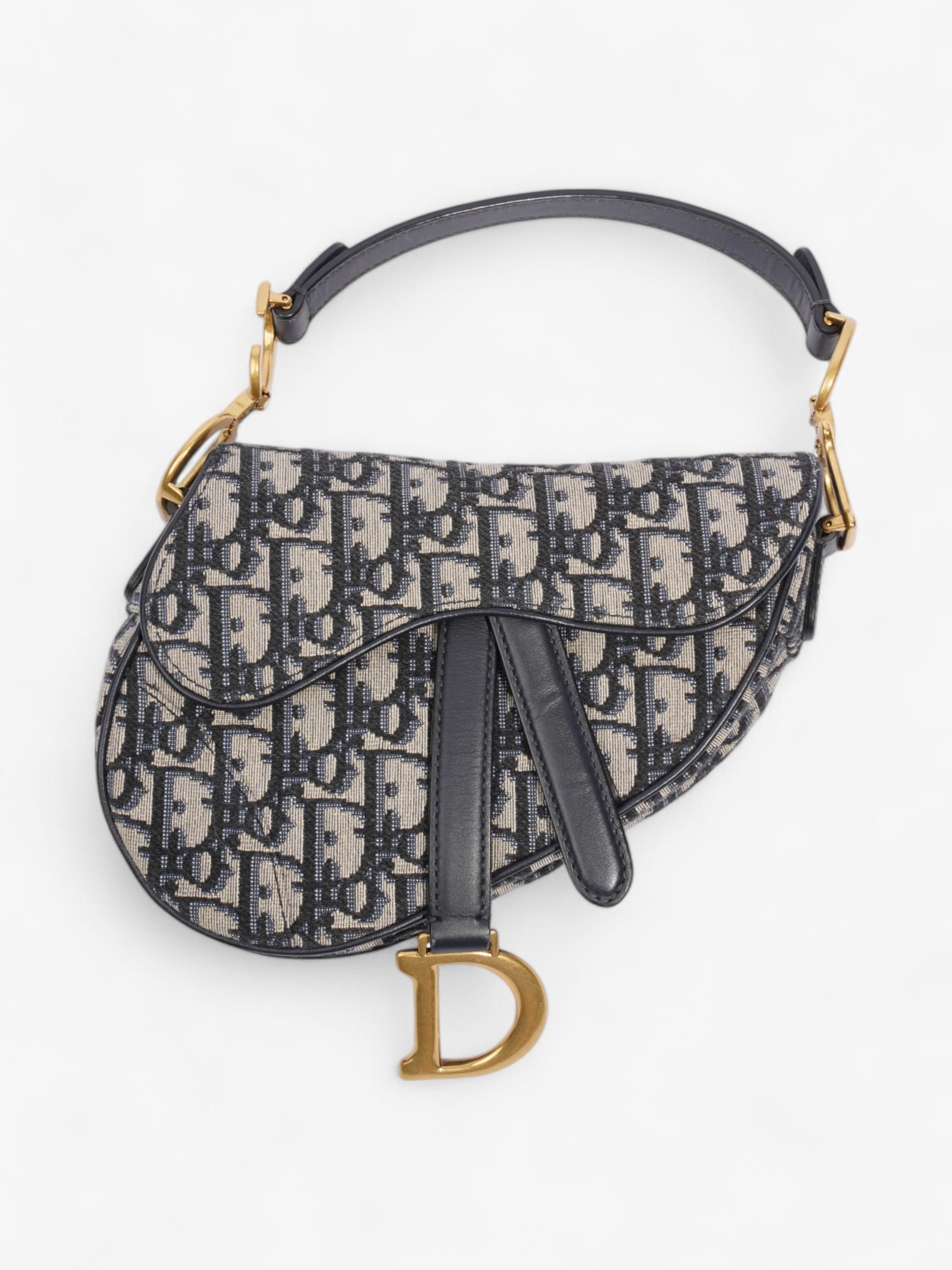 Christian Dior Saddle Bag Blue Oblique Canvas Mini